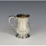 A George II silver tankard, William Shaw & William Priest, London, 1758, of plain baluster form