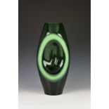 A large contemporary Salviati free form vase, Italy, c.2000, the large green ovoid form vase with