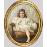 Maurice Randall (British, 1865-1950), Portrait of a young girl in her Sunday best oval, pastel,
