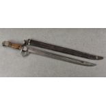 A Japanese Arisaka Type 30 bayonet, 39.2cm. long single edge blade with long fuller, the forte