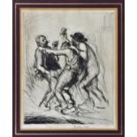 Edmund Blampied R.E. (Jersey 1886-1966), "Cider Drinkers", drypoint etching, signed "Blampied" at