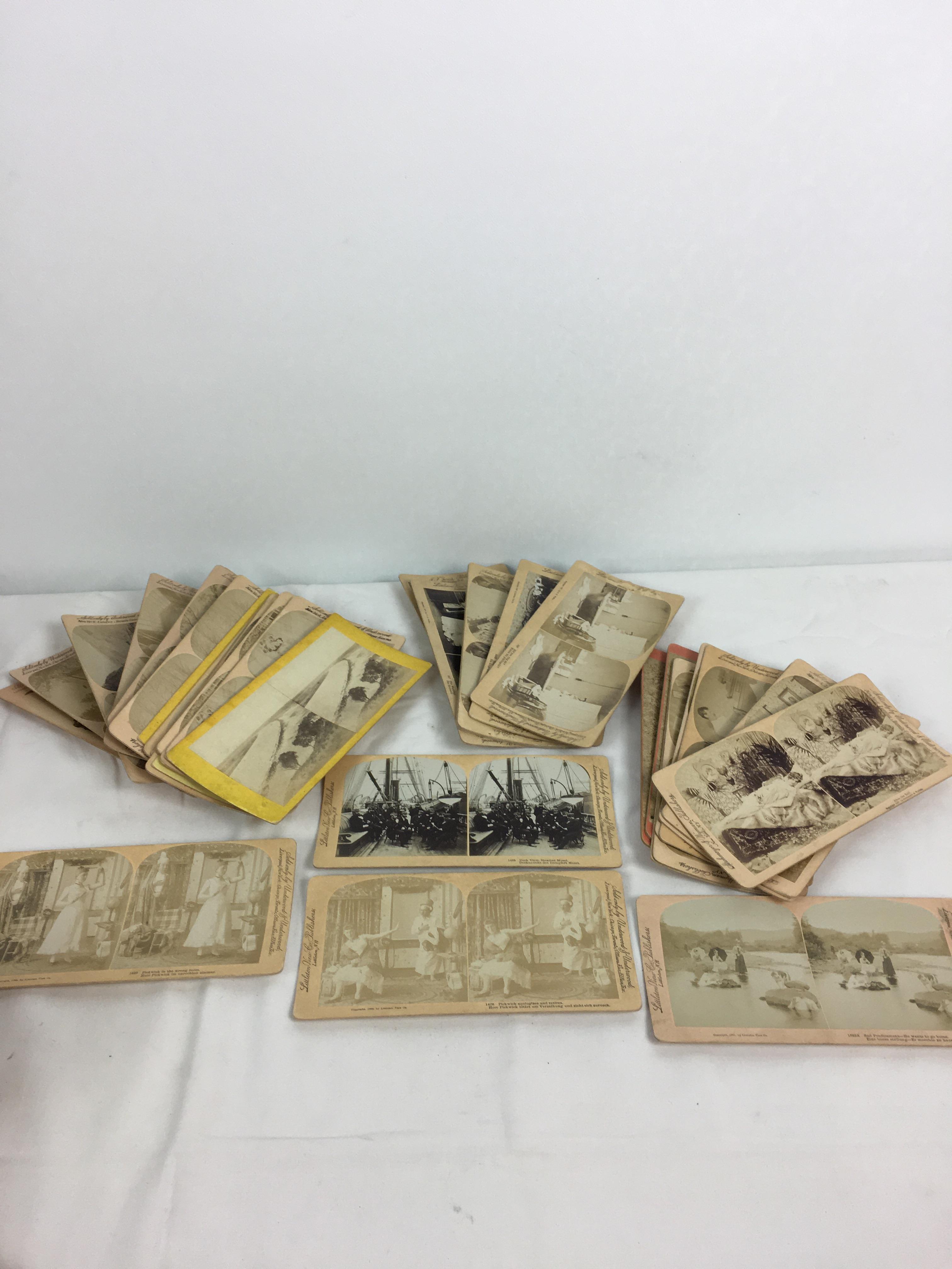 A stereoscopic viewer and quantity of cards, to include many comical scenes comprising of five by - Image 9 of 11