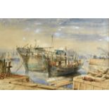 Thomas Charles Leeson Rowbotham, N.W.S (British, 1823-1875), Shipbreaker's Yard watercolour,