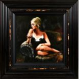 Fabian Perez (Argentinian, b.1967), "Sally on the Couch", limited edition giclee print, signed,