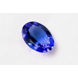 A 1.57ct mixed oval cut tanzanite, of strong, vivid colour and accompanied by a certificate from the