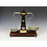 A set of Victorian Pooley & Son shop scales, the scales with original retail transfers and ' TO