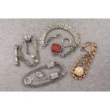 Four antique pocket watch chains, early 20th century, French, comprising two silver examples, one in