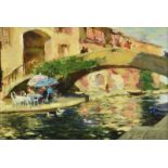 Russian School (late 20th century), Venetian Canal Scene oil on board, signed indistinctly lower