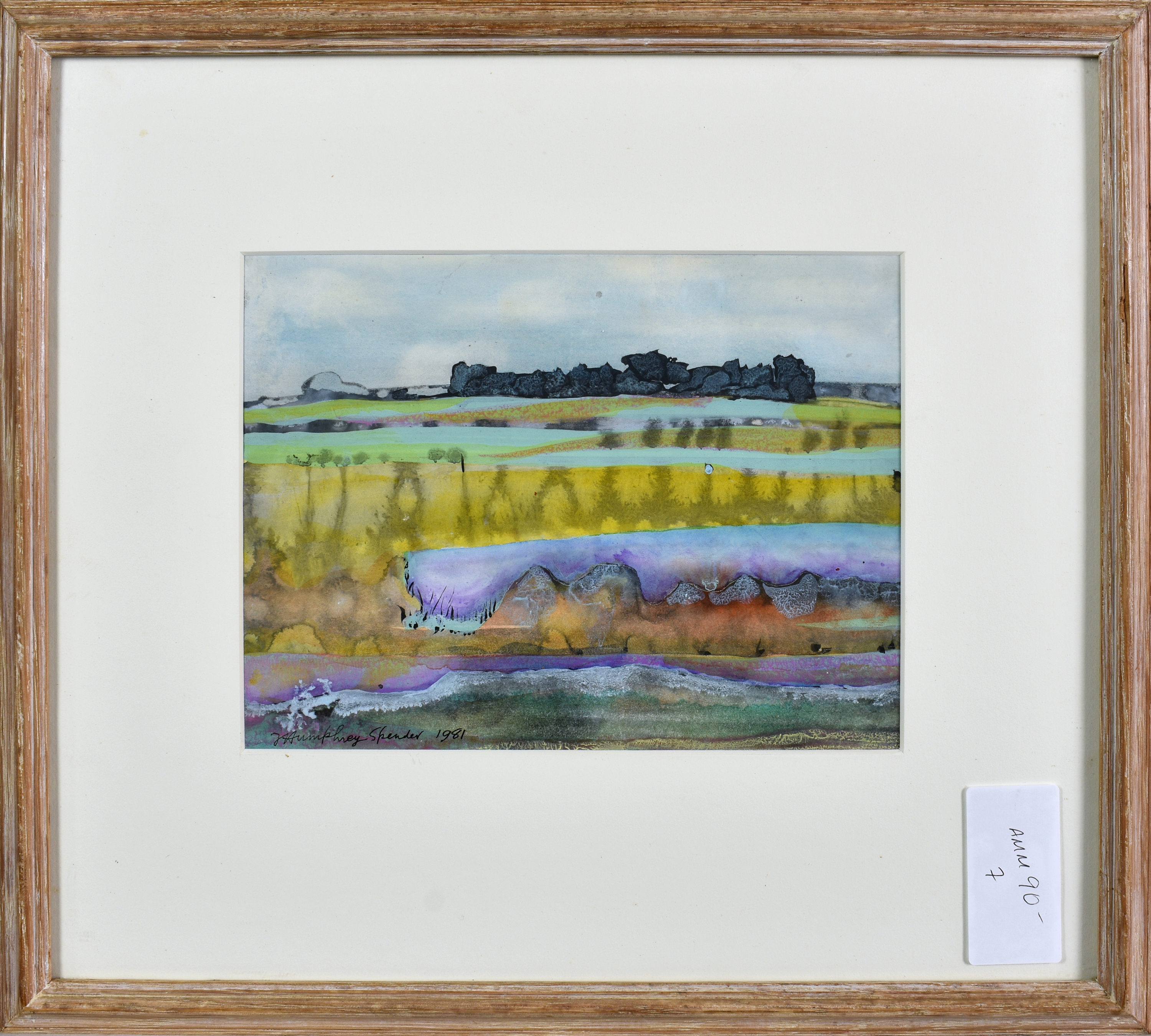 John Humphrey Spender (British, 1910-2005), "Essex Fields" watercolour and ink. inscribed on - Image 2 of 3