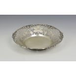 A Elizabeth II silver pierced bon bon dish or grape bowl, Francis Howard Ltd, Sheffield, 1968, of