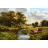 English School (first half 20th century), River landscapes a pair, oil on board, signed with