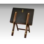 A Victorian mahogany and brass Bunyard of London self-supporting folder / folio easel stand, the