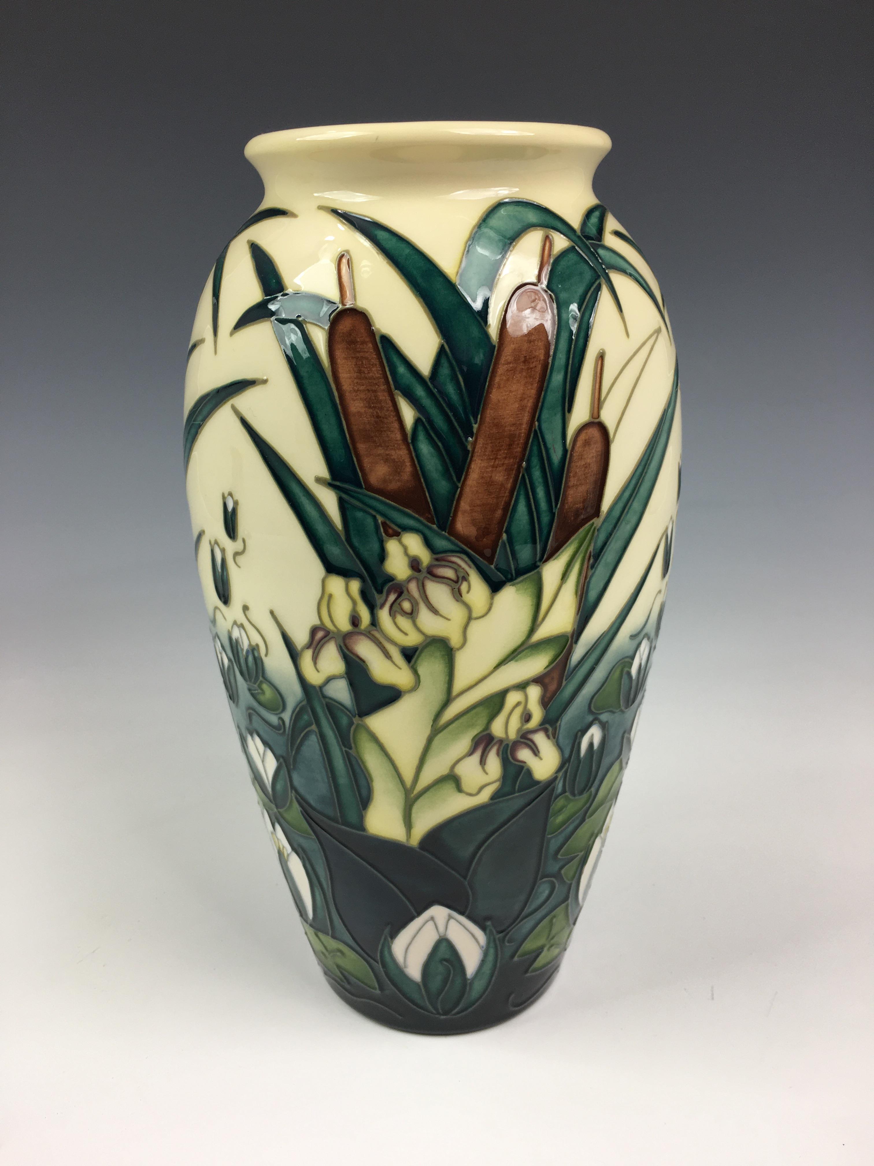 A Moorcroft Pottery 'Lamia' pattern vase, of slender ovoid form, tubeline decorated in the Lamia - Image 2 of 6