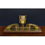 Second World War Trench Art Interest - Royal Ulster Rifles double inkwell desk stand, the central
