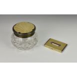 A Edward VIII cut glass and silver guilloche enamel powder jar, Barker Brothers Silver Ltd,