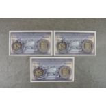 BRITISH BANKNOTES - The States of Guernsey - Five Pounds - Three consecutive, c. 1969, Signatory