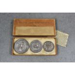 A set of three Raleigh Seal Electrotypes relating to Sir Walter Raleigh, by Elkington & Co., the