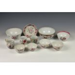 A small group of Chinese export porcelain famile rose tea ware, late 18th / early 19th century,