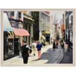 Graham L. Moon (British, 20th century), High Street, Guernsey oil on canvas, signed and dated 1968