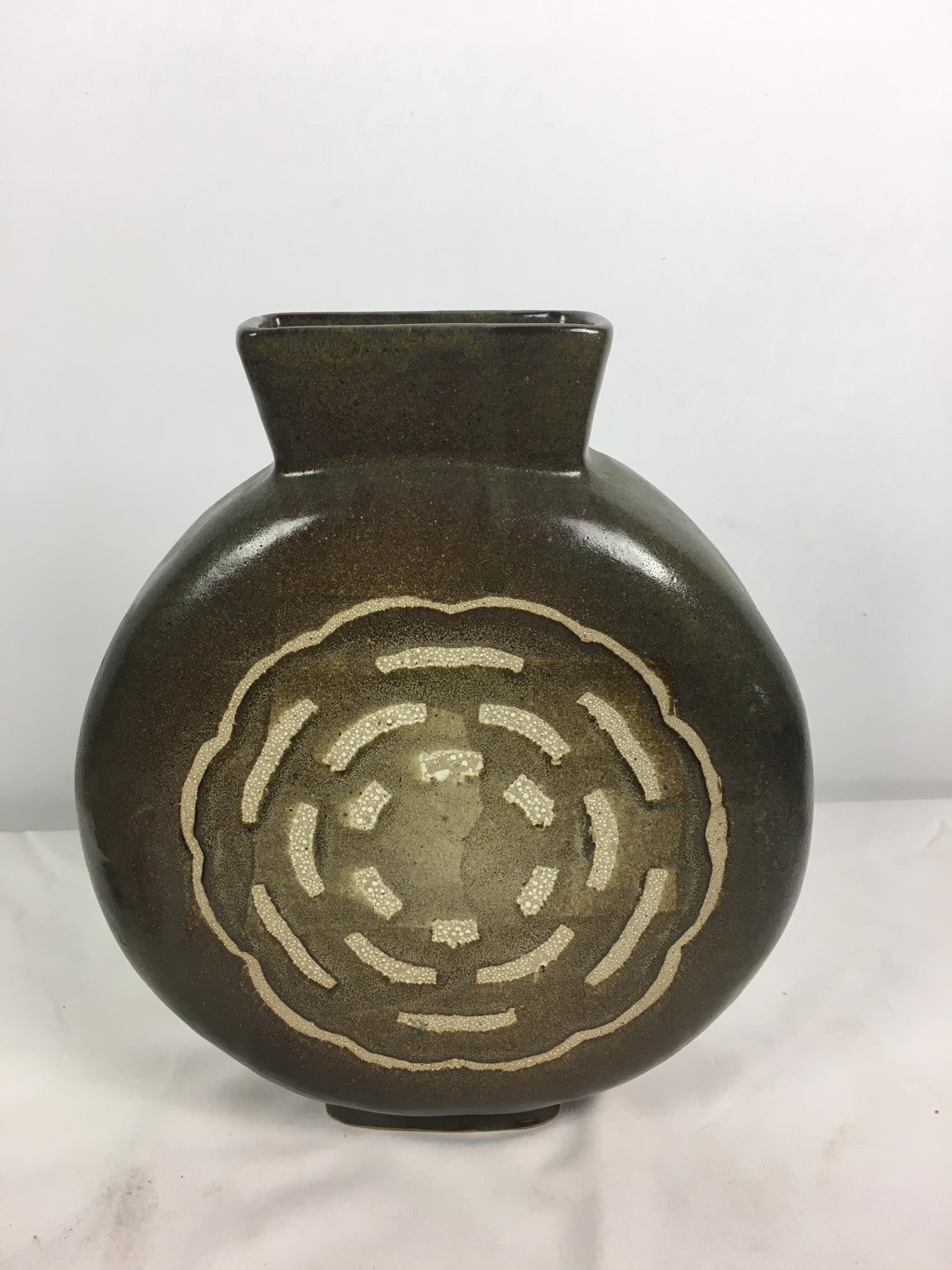 A collection of David Richards Guernsey Pottery, comprising a moon flask style vase with tapering - Image 3 of 15