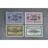 British Banknotes - Four States of Guernsey German Occupation banknotes, all Treasurer H.E.