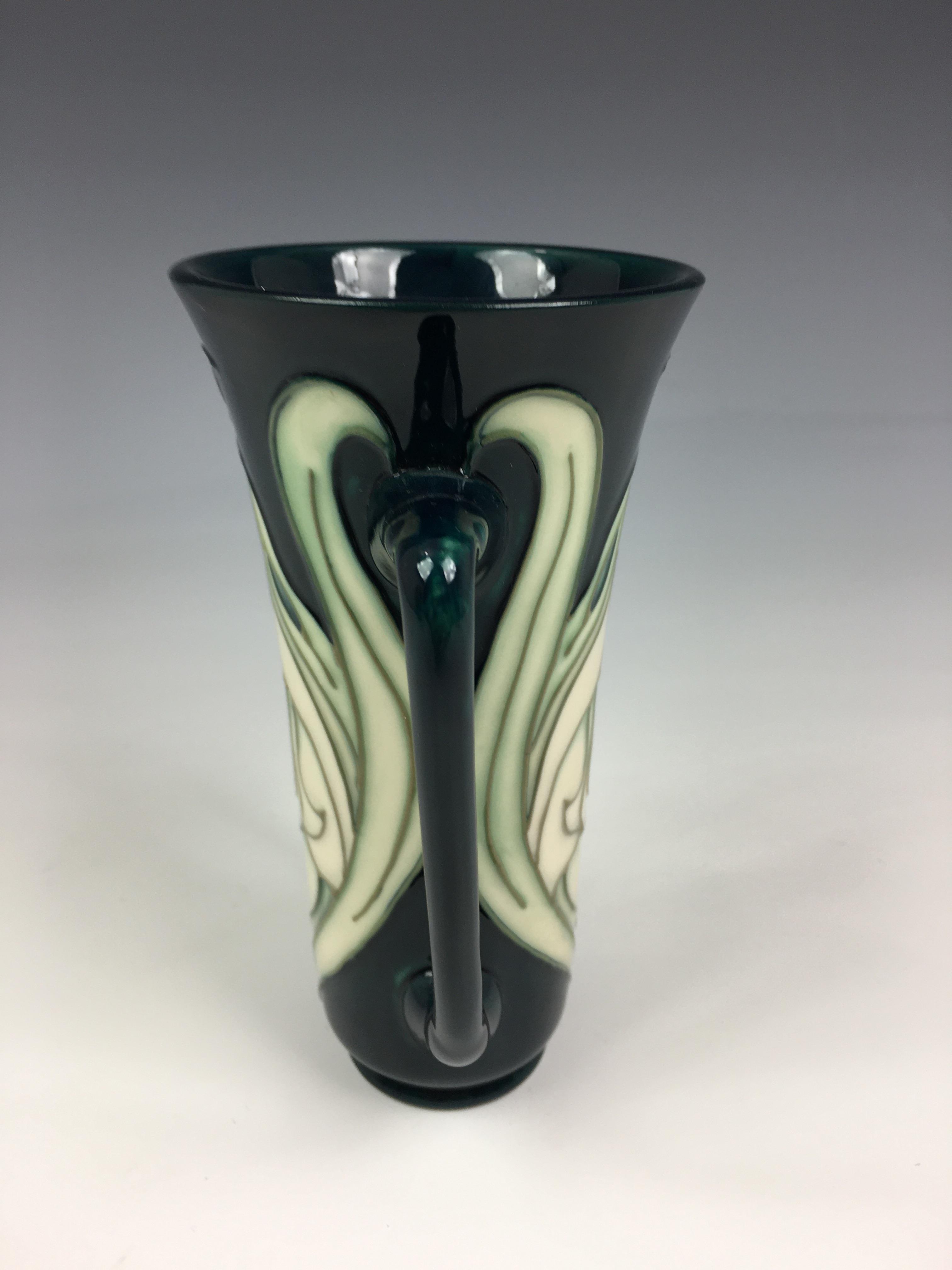 A Moorcroft Pottery twin handled trumpet form 'Snowdrop' pattern vase, Rachel Bishop for Moorcroft - Image 4 of 7