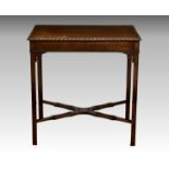 A George II style mahogany rectangular occasional table, 1920s, the top with gadrooned carved edge