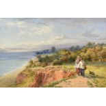 John Henry Mole, VPRI (British, 1814-1886), Two Children with a Dog on a Coastal Path in Devon