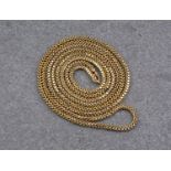 A long yellow gold snake link necklace, no clasp, length 48in., weight 84.g.