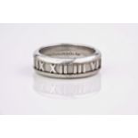 A Tiffany 18ct white gold 'Atlas' ring, hallmarked 'ATLAS © 2003 TIFFANY & CO. 750', the brushed and