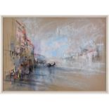 Tony Allain (British, b.1949), The Grand Canal, Venice pastel on tinted paper, signed and dated (