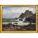 Bernard J. Lucas (British, 1853-1910), Mont Orgueil from Petit Portelet, Jersey oil on canvas,