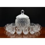 A Waterford fine and impressive cut crystal lidded Punch Bowl, of pineapple form, with etched mark