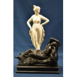 A marble-style figure of a classical maiden after Santini together with a bronzed resin figure of