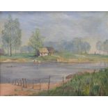 20th century school Summer river landscape oil on canvas, signed lower right 19½ x 23½in. (49.5 x