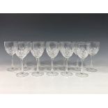 A set of twelve Edinburgh Crystal Kelso pattern red wine glasses. (12)