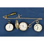 A 1883 Rotherhams silver full hunter pocket watch key wind, white enamel dial, Roman numerals,