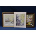 Gillie M. Drake - three paintings including two watercolours, 'Autumn' and 'Dawn', together an