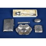 A collection of silver smalls comprising of a vesta case by T H Hazlewood & Co, Birmingham 1907,