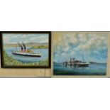 Two framed oil on canvas paintings of boats, one signed Phillip Ladd, the other James Bell (2)