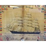 Homeward Bound' a late 19th century chromolithograph of the clipper Victory in full sail