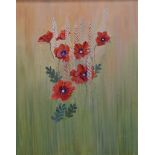 W. Don Barnett (20th century) "Poppies and Corn" oil on canvas, signed lower left, label on reverse,