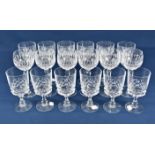 A set of six Waterford 'Colleen' pattern hock glasses together with twelve other cut glasses (18)