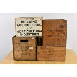 Four wooden crates, three stamped by Bucktrouts, Vaux Lauren Brewery and Guernsey Brewery. (4)
