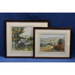 A pair of rural landscape watercolours signed and dated '88' lower left, the largest 13½ x 17in. (