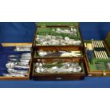 Three canteen boxes containing various EPNS cutlery including one full set (3)