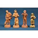 Four miniature Italian terracota figures to include a fisherman, one marked 'Catania', 4¼ to 5¼in.