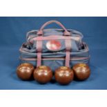 A set of four Henselite Classic lawn bowls size 2 medium 976-VB, come with shoes, trousers etc in