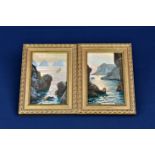 Two small oil paintings - South Coast Guernsey both signed lower right, one dipicting Pea Stacks, 5½