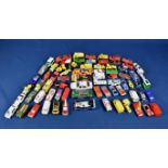 A large quantity of die cast model cars by Corgi, Matchbox and Hot Wheels (qty)